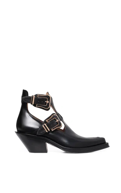 Gabriela Hearst Castro Buckle-detailed Leather Ankle Boots In Black