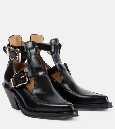 Gabriela Hearst Castro Leather Ankle Boots In Schwarz