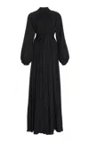 Shop Gabriela Hearst Cedric Pleated Maxi Dress In Black Silk Georgette Twill