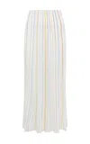 Gabriela Hearst Celeano Pinstriped Merino Wool Midi Skirt In Ivory Multi
