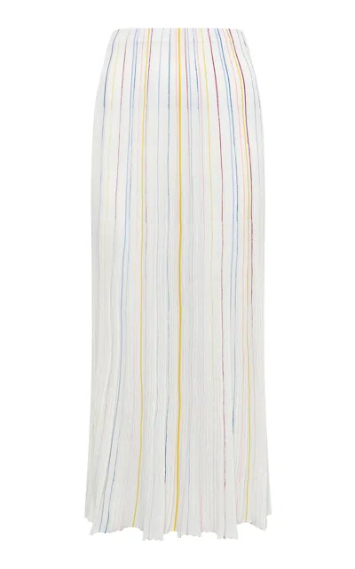Gabriela Hearst Celeano Pinstriped Merino Wool Midi Skirt In Ivory Multi