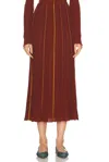 Gabriela Hearst Celeano Pinstripe Knit Midi Skirt Burnt Sienna Merino Wool In Black
