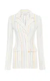Gabriela Hearst Ceres Pinstripe Knit Jacket In Ivory Multi Merino Wool In Ivory Multi