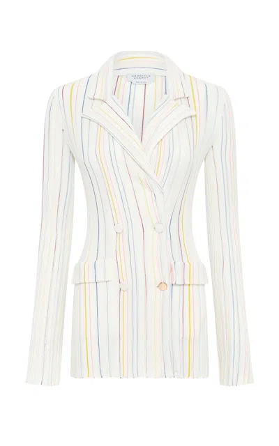 Gabriela Hearst Ceres Pinstripe Knit Jacket In Ivory Multi Merino Wool