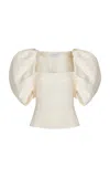Gabriela Hearst Ceri Top In Ivory Linen In Ivory