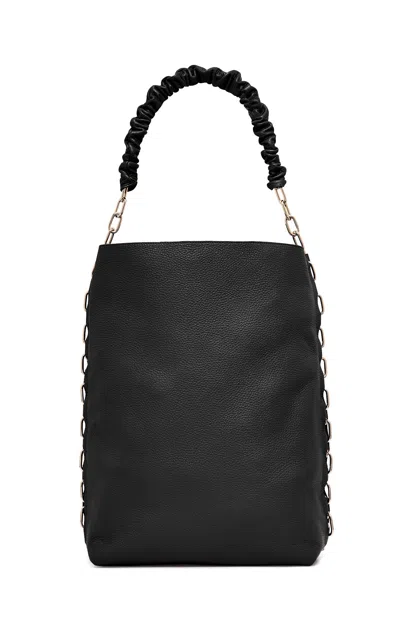 Gabriela Hearst Chain Tote Bag In Black Textured Leather