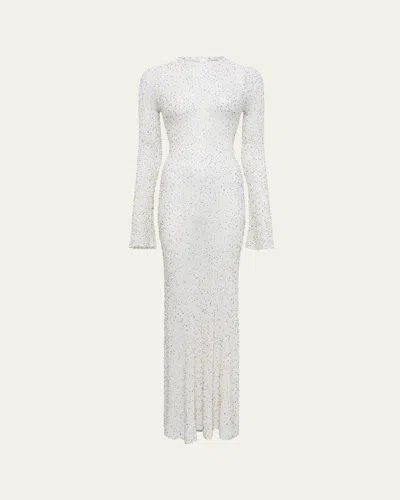 Gabriela Hearst Chandra Beaded Cashmere Maxi Dress In White