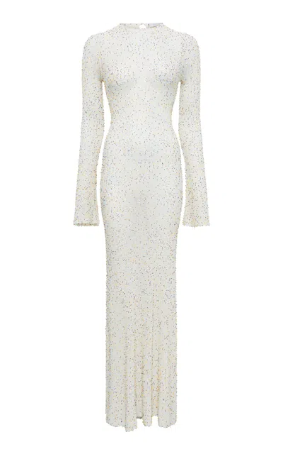 Gabriela Hearst Chandra Knit Maxi Dress In Ivory Multi Beaded Cashmere In Ivory/silver