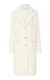 Gabriela Hearst Charles Coat In Ivory Recycled Cashmere Boucle With Cable-knit Sleeves In White