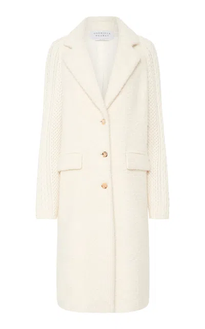 Gabriela Hearst Charles Coat In Ivory Recycled Cashmere Boucle With Cable-knit Sleeves In White