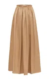 Gabriela Hearst Chiara Frayed Cotton Midi Skirt In Khaki