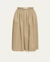 Gabriela Hearst Chiara Frayed Poplin Midi Skirt In Camel