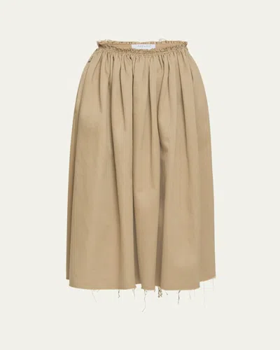 Gabriela Hearst Chiara Frayed Poplin Midi Skirt In Camel