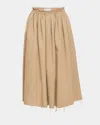 Gabriela Hearst Chiara Frayed Poplin Midi Skirt In Camel