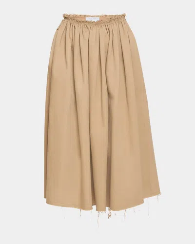 GABRIELA HEARST CHIARA FRAYED POPLIN MIDI SKIRT