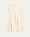Gabriela Hearst Chiara Pleated Midi Skirt In Ivory Textured Linen In Neutral
