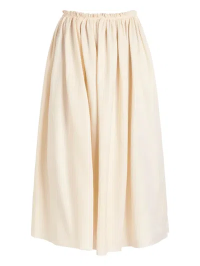 Gabriela Hearst Chiara Pleated Midi Skirt In Ivory Textured Linen In Neutral