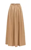 Gabriela Hearst Chiara Pleated Midi Skirt In Camel Sea Island Cotton Twill In Camel