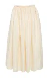 Gabriela Hearst Chiara Pleated Midi Skirt In Ivory Textured Linen In Neutral