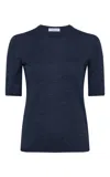 Gabriela Hearst Chryse Knit T-shirt In Electric Navy Cashmere Silk With Hemp In Blue