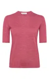 Gabriela Hearst Chryse Knit T-shirt In Fuchsia Cashmere Silk With Hemp In Pink