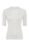 Gabriela Hearst Chryse Knit T-shirt In Ivory Cashmere Silk With Hemp In Black