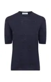 Gabriela Hearst Chryse Knit T-shirt In Navy Cashmere Silk With Hemp In Navy