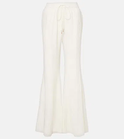 Gabriela Hearst Claud Plissé Silk Flared Pants In White