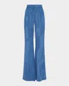 Gabriela Hearst Claude Flare Pant In Sky Plisse Silk In Sky