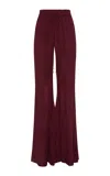 Gabriela Hearst Claude Flare Pant In Bordeaux Plisse Silk