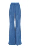 Gabriela Hearst Claude Flare Pant In Sky Plisse Silk In Sky