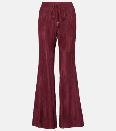 Gabriela Hearst Claude Silk Flared Pants In Burgundy