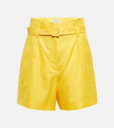 Gabriela Hearst Claudio Wool, Silk, And Linen Shorts In Cadmium Yellow