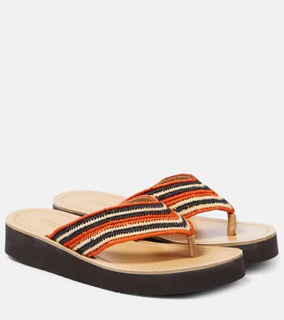 Gabriela Hearst 20mm Clemence Raffia Flip Flops In Orange,multi