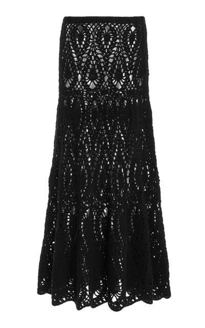 Gabriela Hearst Cleo Crochet Skirt In Black Wool Cashmere