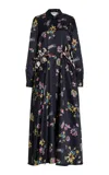 Gabriela Hearst Clive Shirtdress In Dark Navy Multi Printed Silk In Dark Navy Multi