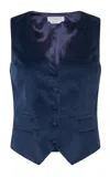 Gabriela Hearst Coleridge Cropped Cotton Vest In Blue