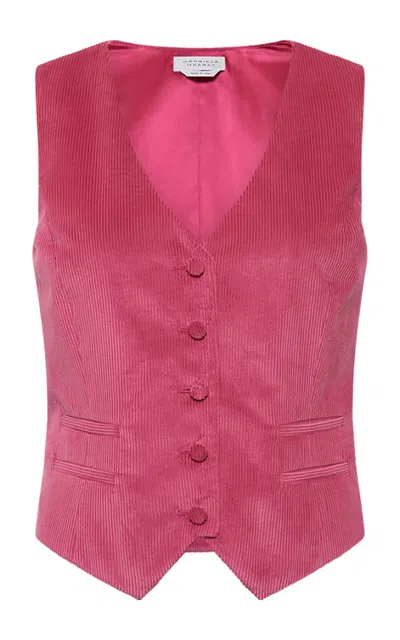 Gabriela Hearst Coleridge Cropped Cotton Vest In Pink