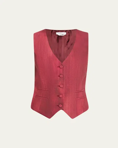Gabriela Hearst Coleridge Single-breasted Vest In Bordeaux