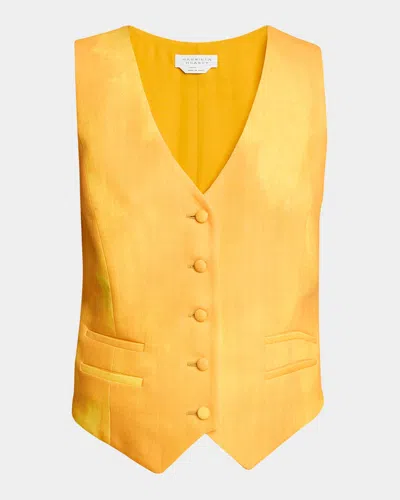 Gabriela Hearst Coleridge Single-breasted Vest In Cadmium Yellow
