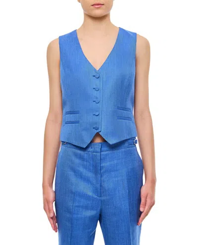 Gabriela Hearst Coleridge Wool-blend Vest In Sky Blue