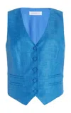 Gabriela Hearst Coleridge Vest In Aventurine Blue Virgin Wool And Silk Linen Twill In Aventurine Blue