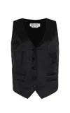 Gabriela Hearst Coleridge Vest In Black Virgin Wool Silk With Linen In Black