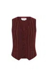 Gabriela Hearst Coleridge Vest In Burnt Sienna Multi Pinstripe Wool Cashmere In Burgundy