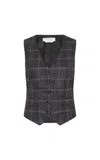 Gabriela Hearst Coleridge Vest In Charcoal Multi Wool Silk Clubcheck Plaid In Multi