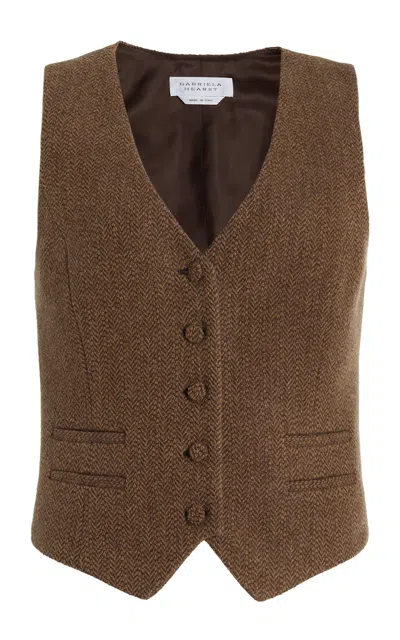 Gabriela Hearst Coleridge Vest In Chocolate Multi Cashmere Virgin Wool Herringbone