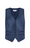 Gabriela Hearst Coleridge Vest In Denim Virgin Wool Silk With Linen In Denim