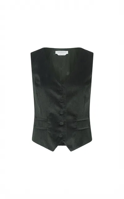 Gabriela Hearst Coleridge Vest In English Green Sea Island Cotton Corduroy