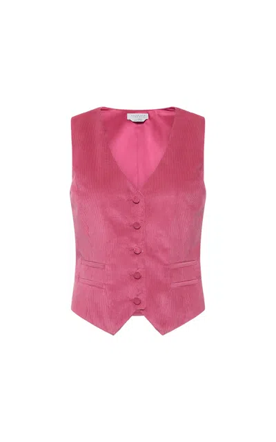 Gabriela Hearst Coleridge Vest In Fuchsia Sea Island Cotton Corduroy In Pink