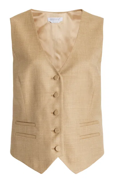 GABRIELA HEARST COLERIDGE VEST IN HAY VIRGIN WOOL AND SILK LINEN